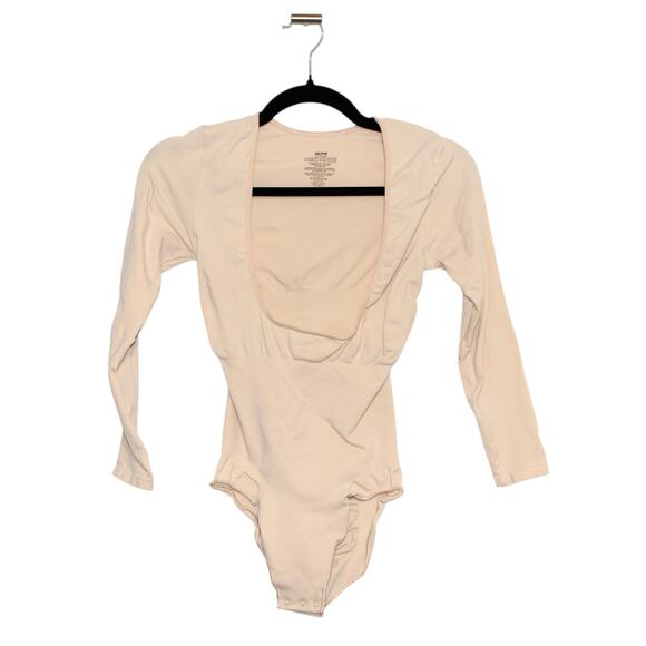 SKIMS Seamless Sculpt Long Sleeve Open Bust Brief Bodysuit Sand 2XL - Picture 4 of 7